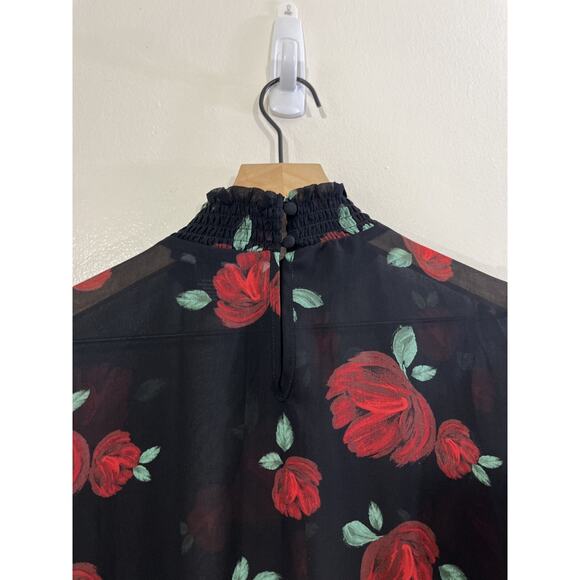 Romantic Floral Chiffon Victorian Inspired Roses Top 90s Whimsigoth Cottagecore - Picture 9 of 13